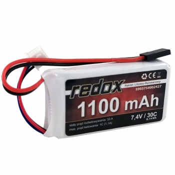 Redox 1100 mAh 7,4 V 30 C (JR-Stecker) - LiPo-Pack